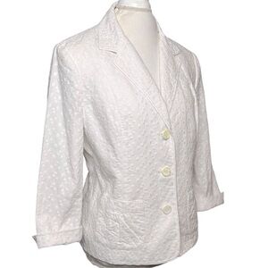 VINTAGE STYLE & CO. Jacket Blazer Ruched details White Floral Size 16 Like new